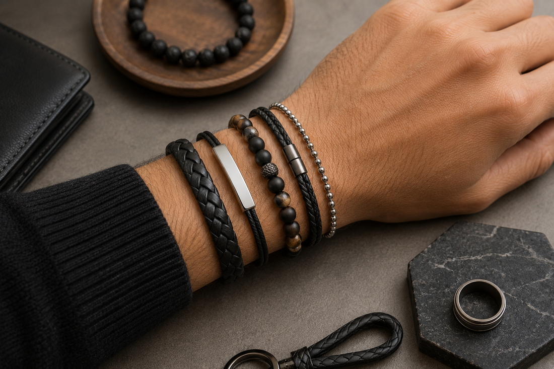 bracelet homme elegant top bracelet cuir acier pierre naturelle homme