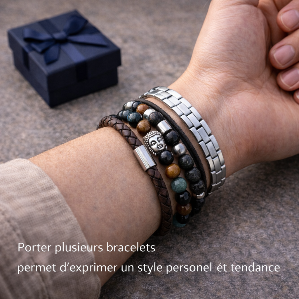porter plusieurs bracelets style stacking bracelet homme femme