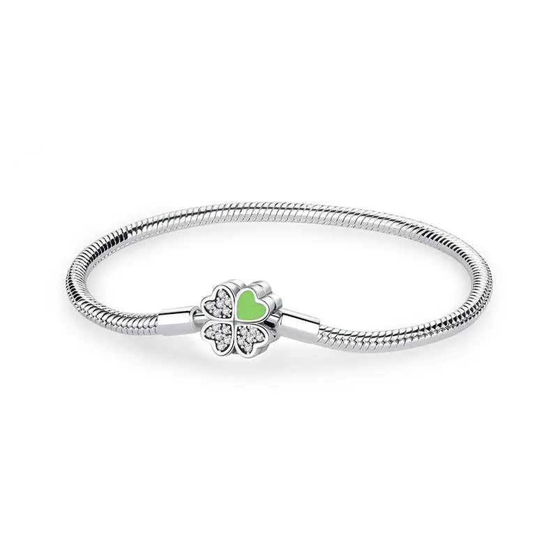 Bracelet Breloques Trèfle Cœur Vert | Polly