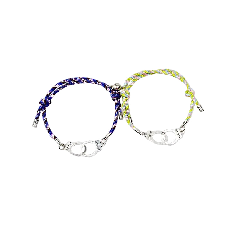 Bracelet Couple Discret Lien Anneaux Aimant Bleu/Blanc et Jaune/Blanc | Estelle & Owen