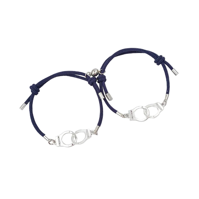 Bracelet Couple Discret Lien Anneaux Aimant Bleus | Cassiopée & Léandre