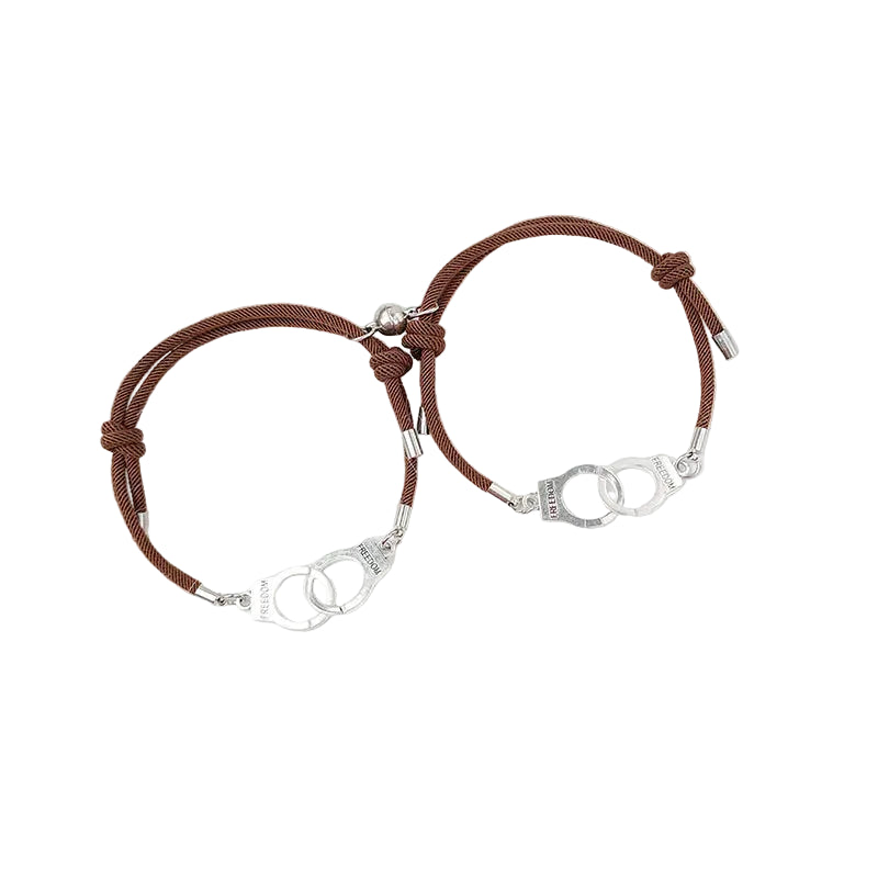 Bracelet Couple Discret Lien Anneaux Aimant Marrons | Kelly & Nolan