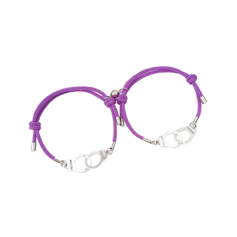 Bracelet Couple Discret Lien Anneaux Aimant Mauves | Yvette & Alessio
