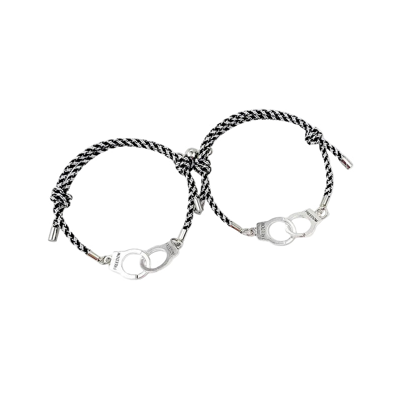 Bracelet Couple Discret Lien Anneaux Aimant Noir/Blanc | Micheline & Antoine