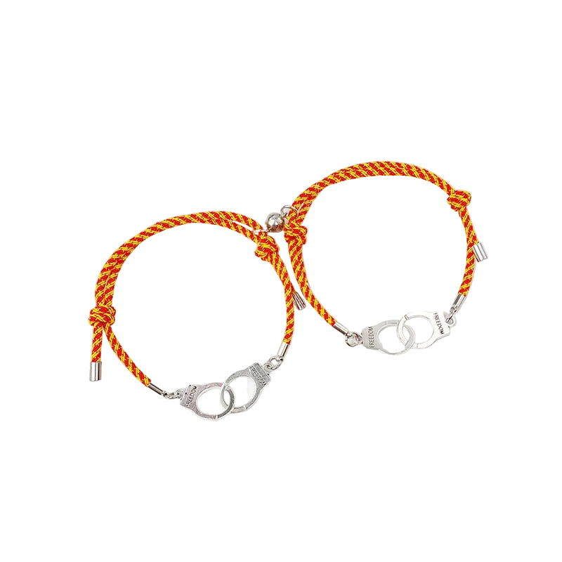 Bracelet Couple Discret Lien Anneaux Aimant Rouges/Jaunes | Paloma & Kaïs