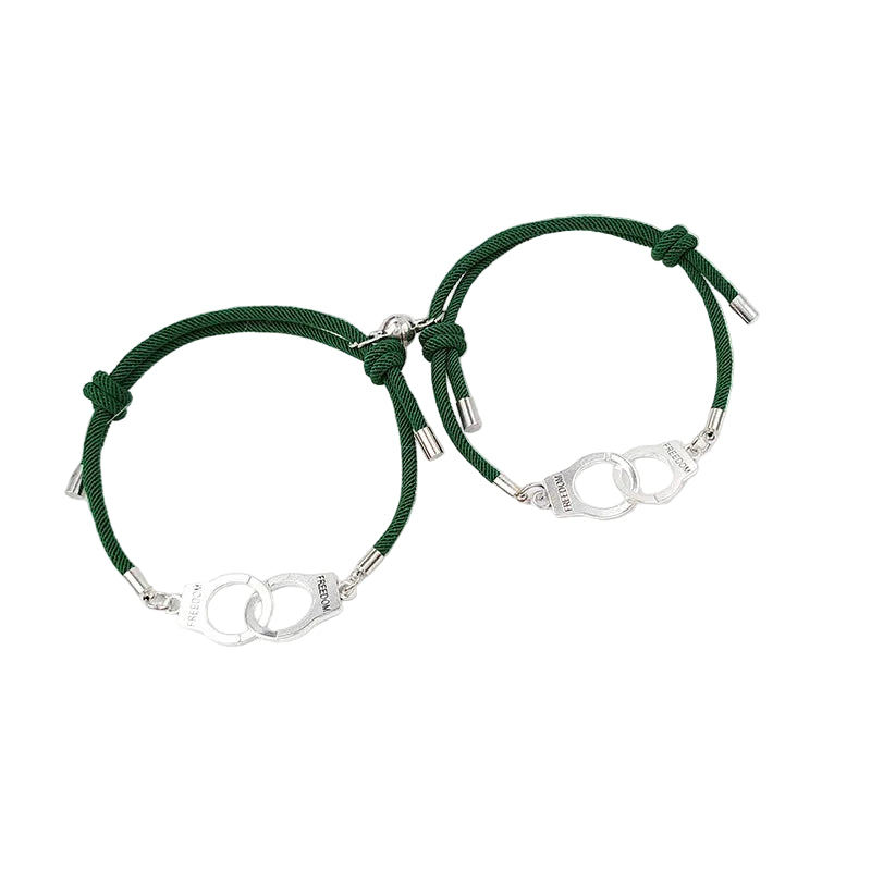 Bracelet Couple Discret Lien Anneaux Aimant Verts | Jordane & Sohan