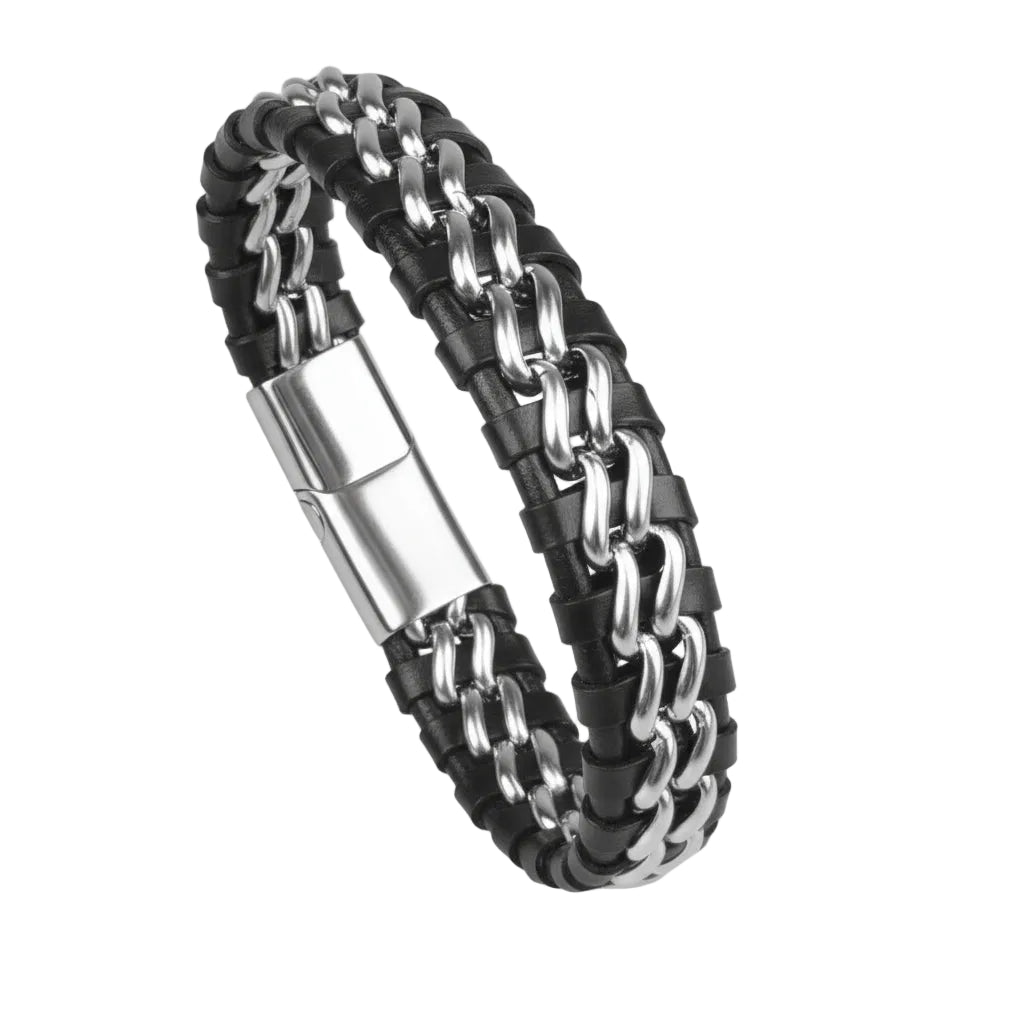 Bracelet Cuir Homme Argent | Guillaume