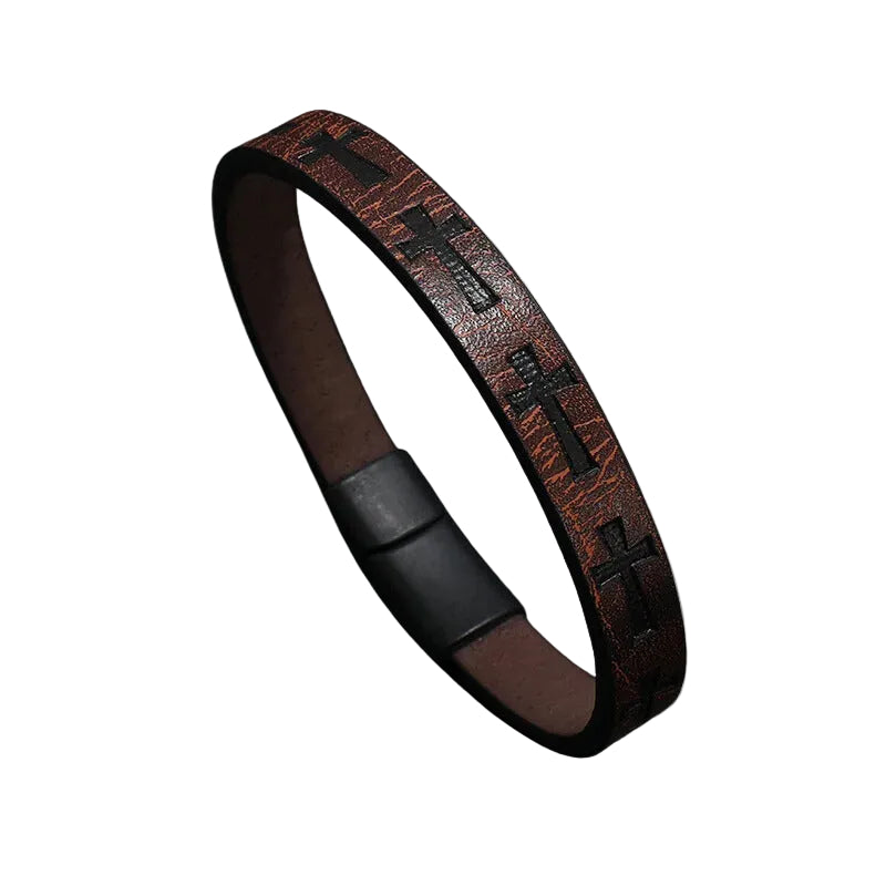 Bracelet Cuir Homme Croix Bois | Inquisiteur