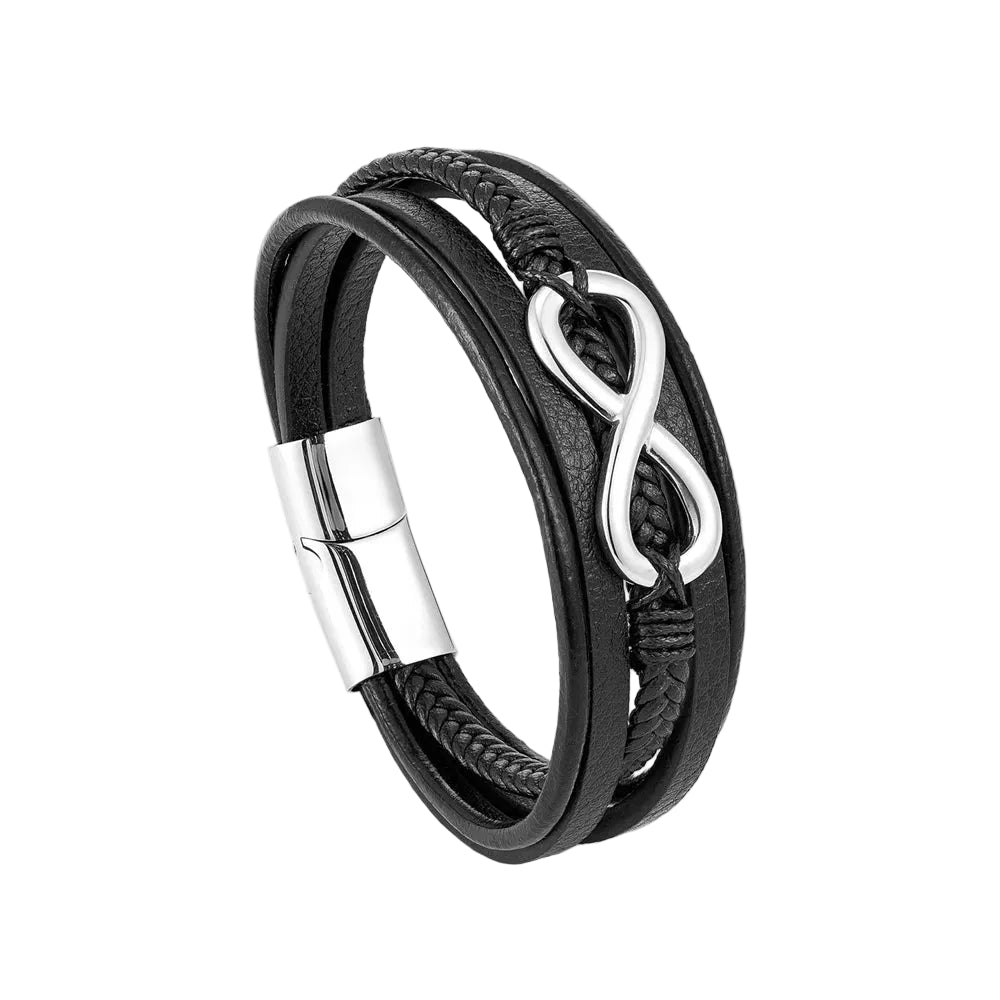 Bracelet Cuir Homme Infini Argent | Betelgeuse