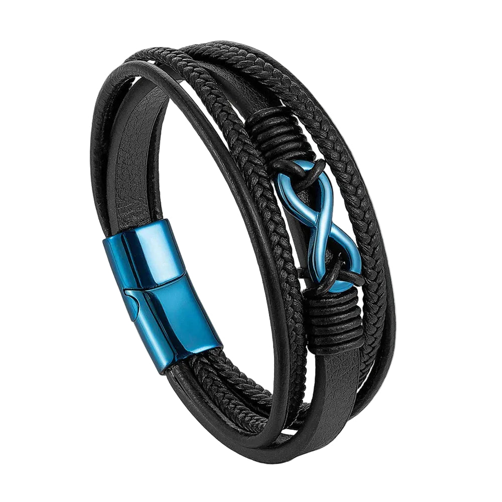 Bracelet Cuir Homme Infini Bleu | Antama