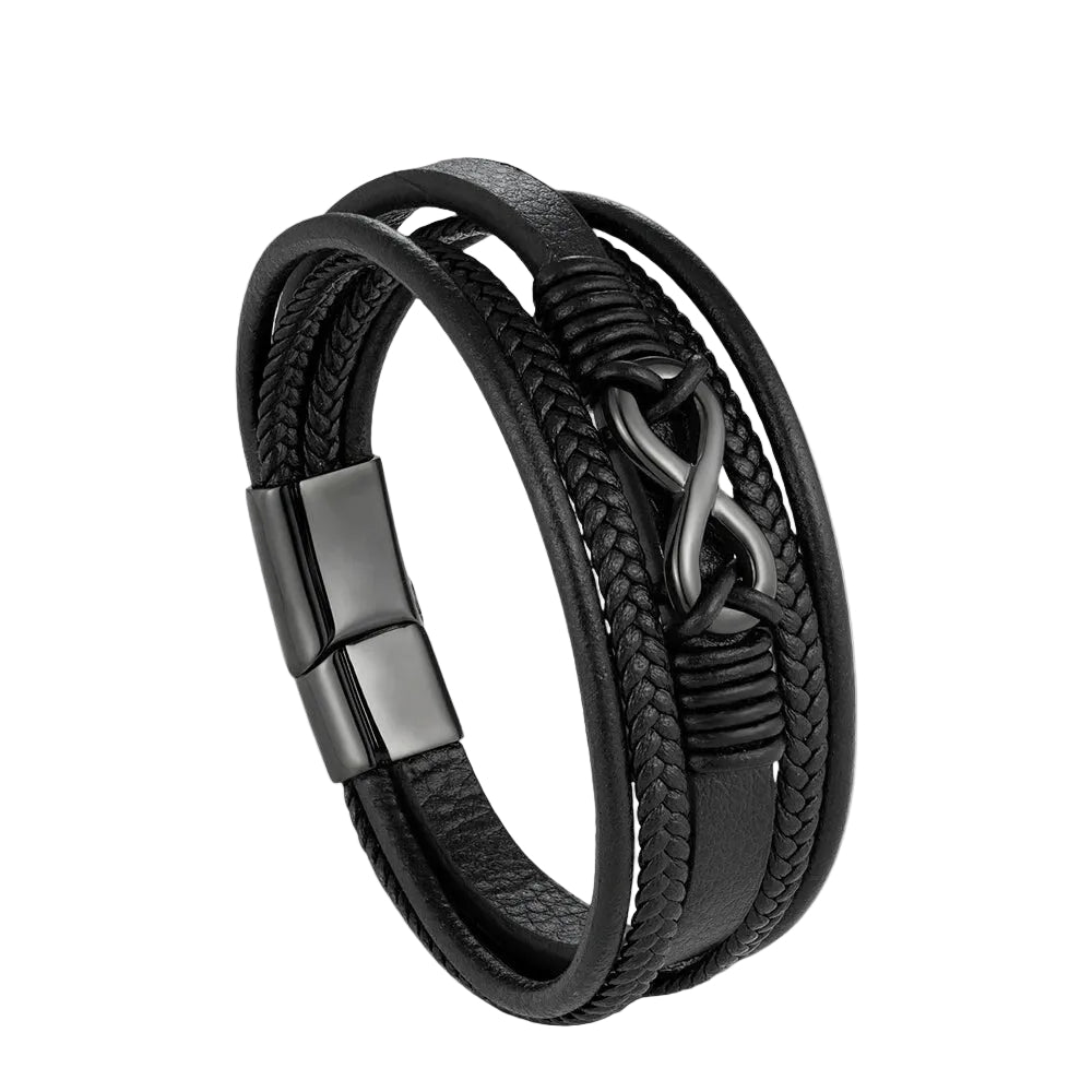 Bracelet Cuir Homme Infini Noir | Rayingri