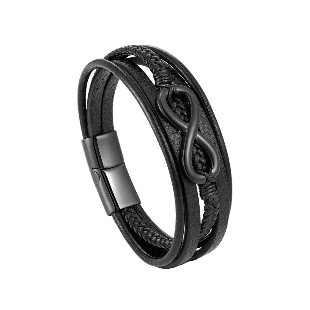 Bracelet Cuir Homme Infini Noir | Sagittarius