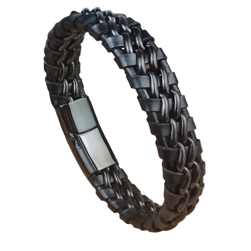 Bracelet Cuir Homme Noir | Serge