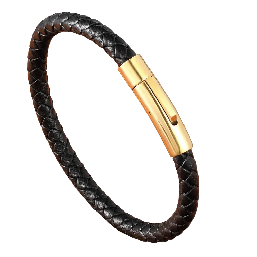 Bracelet Cuir Homme Or | Damian