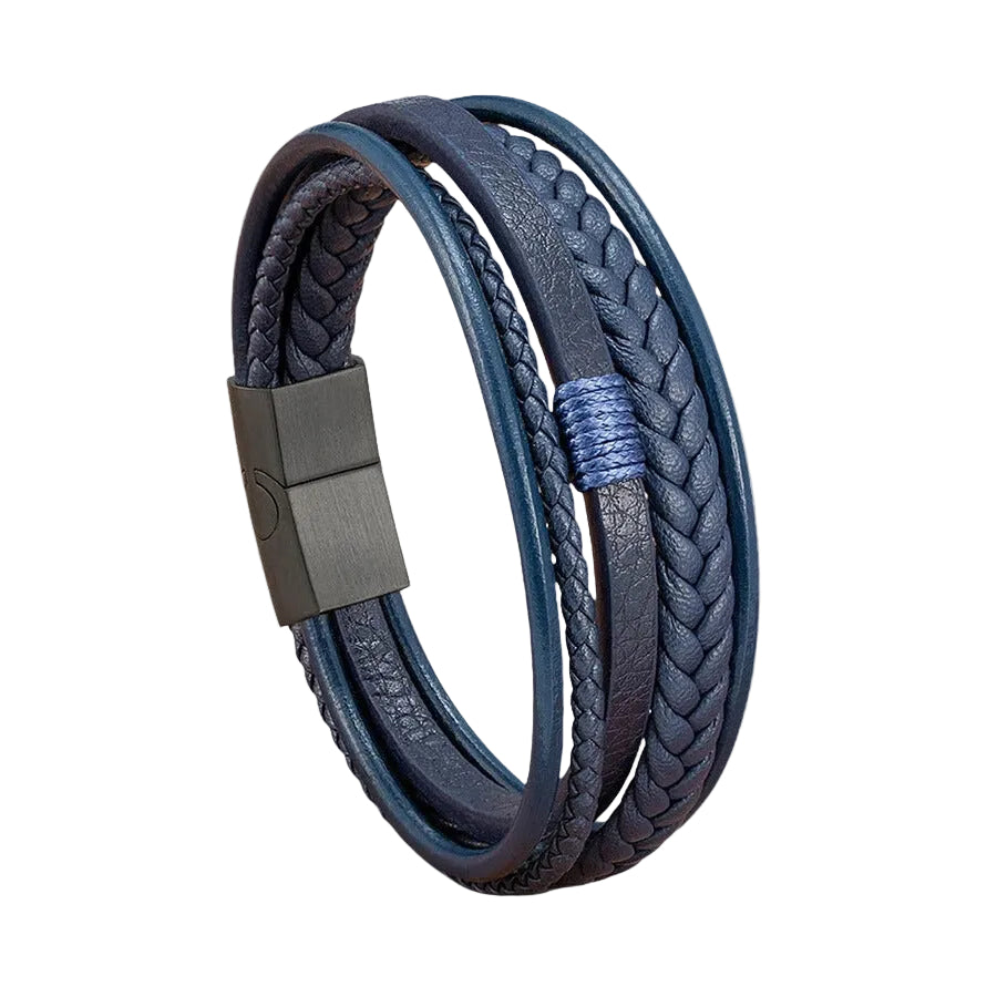 Bracelet Cuir Homme Tressé Bleu Multiple | Gunther