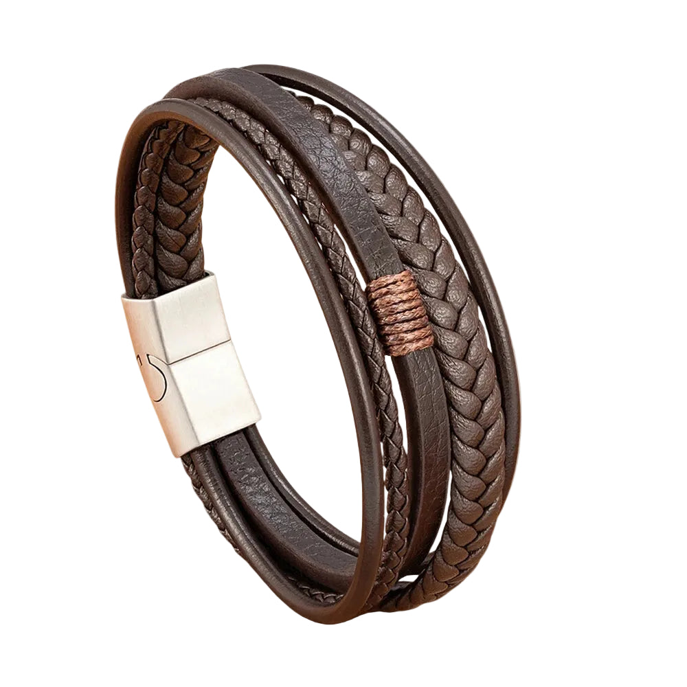 Bracelet Cuir Homme Tressé Marron Multiple | Eliott