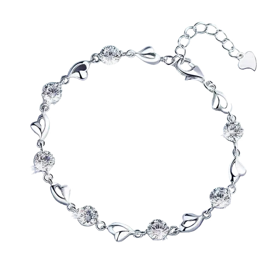 Bracelet Fin Cœur Argent et Diamants Blancs Femme | Lila