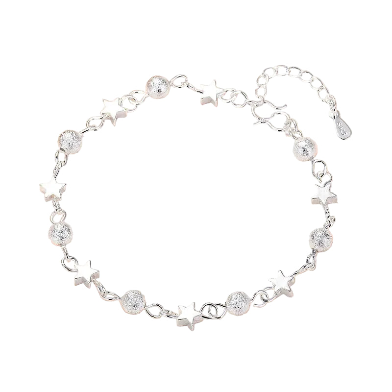 Bracelet Fin Etoiles et Boules Argent Femme | Célèste