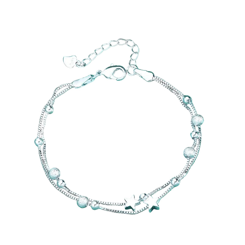 Bracelet Fin Etoiles et Boules Argent Femme | Elena