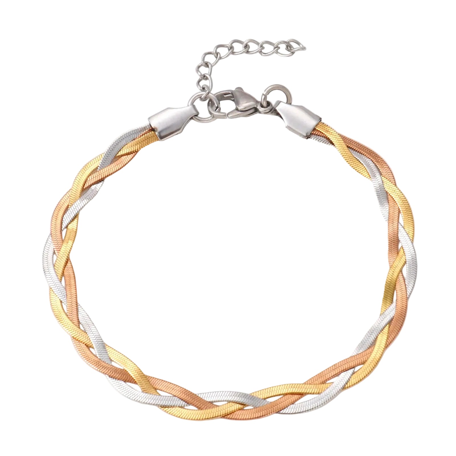 Bracelet Fin Torsadé Triple Argent et Or Rose Femme | Diane
