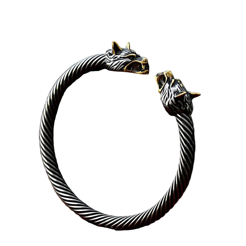Bracelet Viking Loup Métal et Or | Aksel