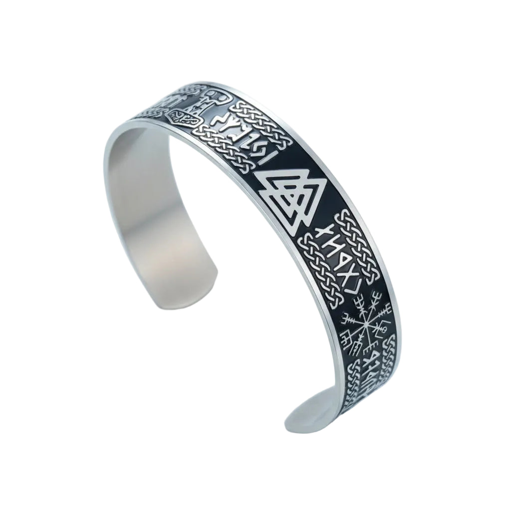 Bracelet Viking Plat Runes Argent | Trygve