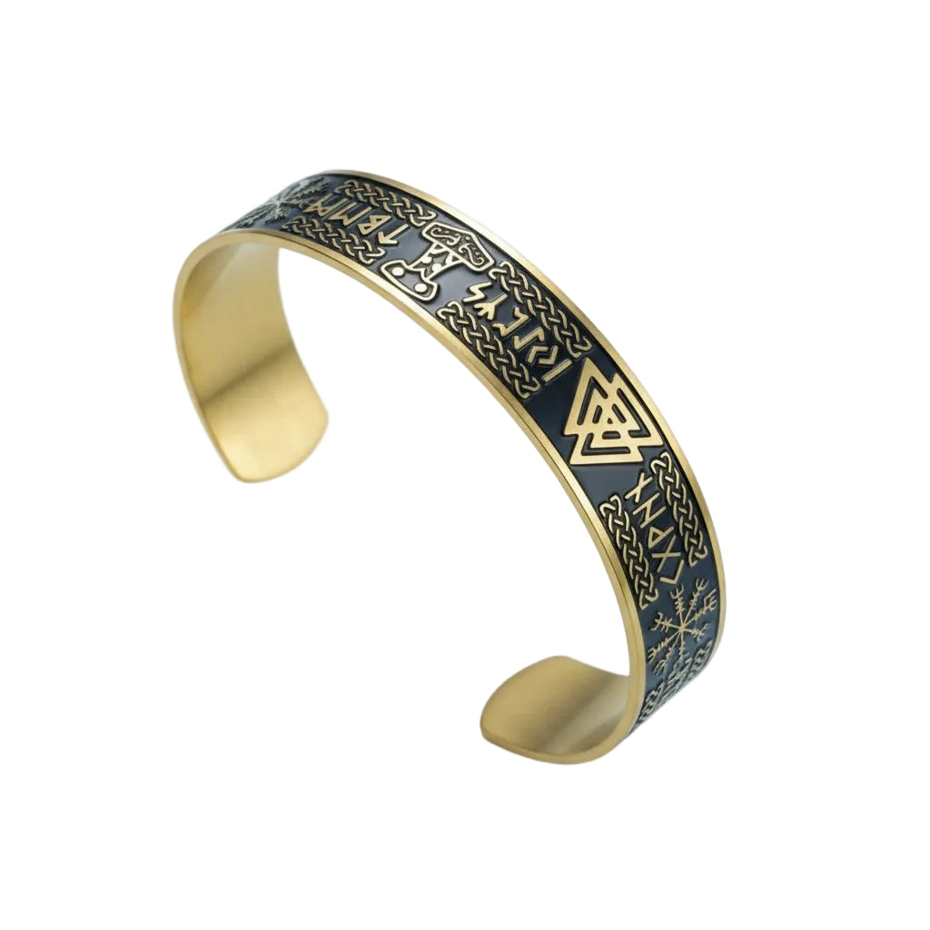 Bracelet Viking Plat Runes Or | Ulf