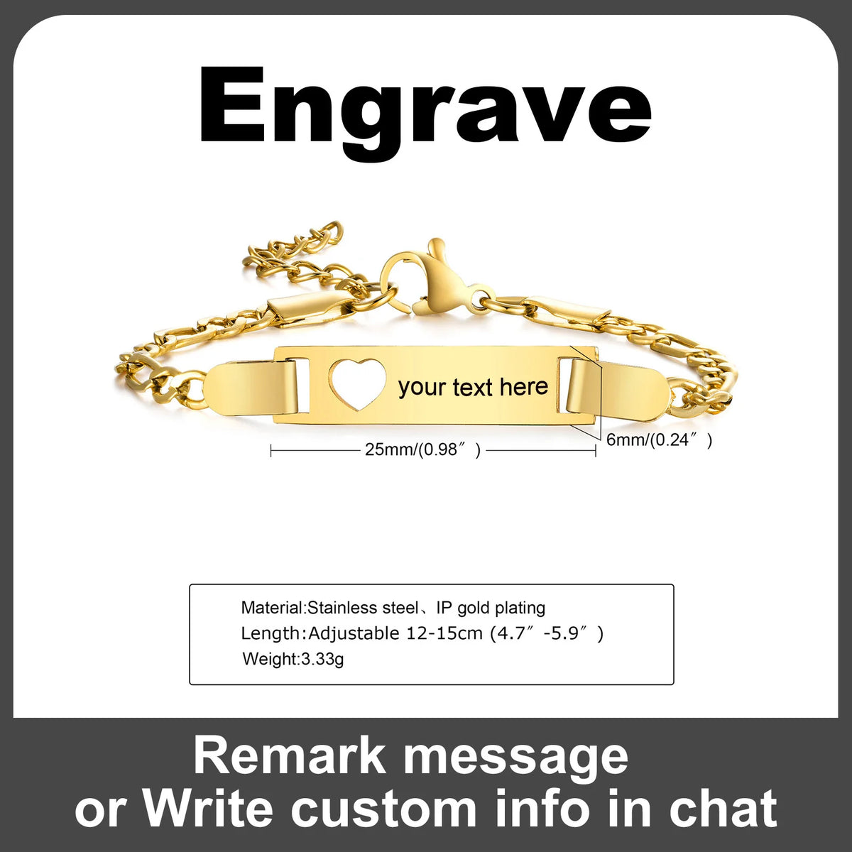Bracelet Gravé Cœur Or | Gwendoline